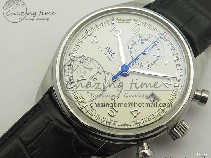 MIROTIME 0822 Portugieser Chrono  42 IW390403 ZF 1:1 Best Edition White Dial Blue Hand on Black Leather Strap A WellDesigned 7190
